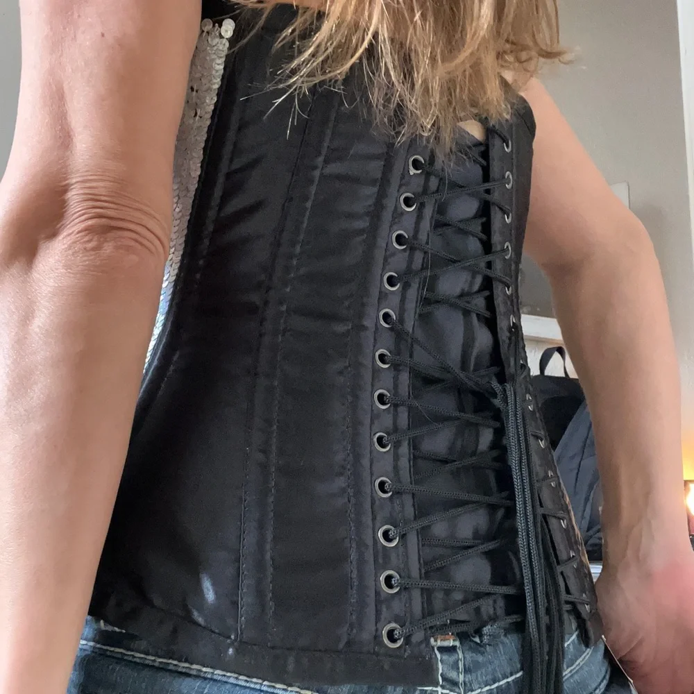 Burleska Silver Sequin Corset  Sz 22 2-4 - Picture 3 of 8